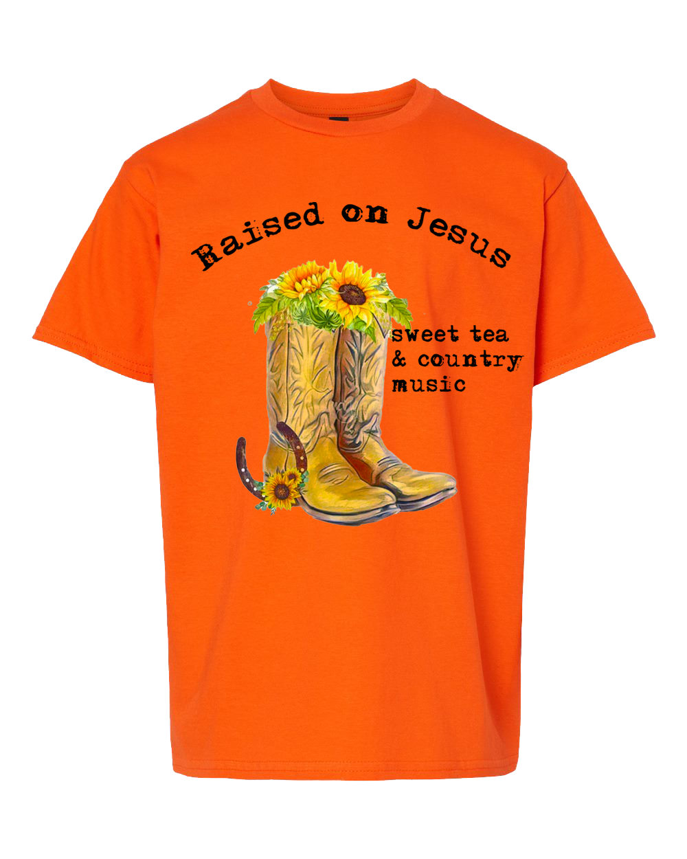 "Raised On Jesus & Sweet Tea" Short Sleeved T-Shirt