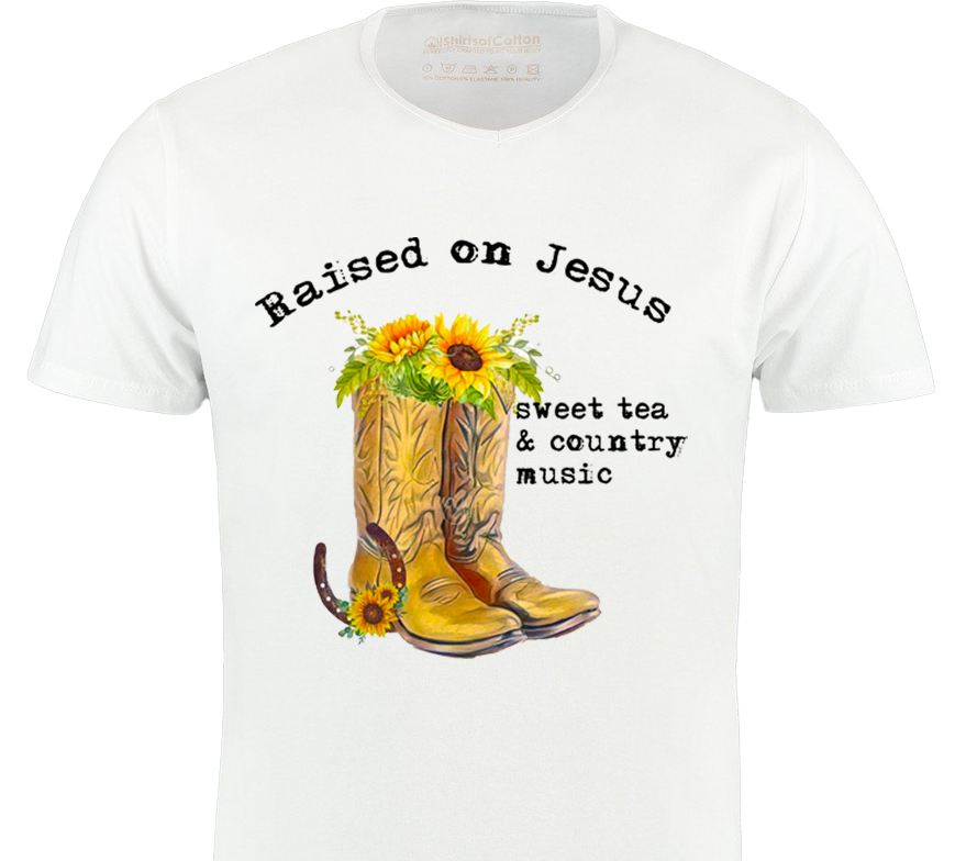 "Raised On Jesus & Sweet Tea" Short Sleeved T-Shirt